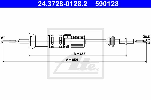 ATE Трос, управление сцеплением 24.3728-0128.2