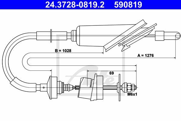 ATE Трос, управление сцеплением 24.3728-0819.2