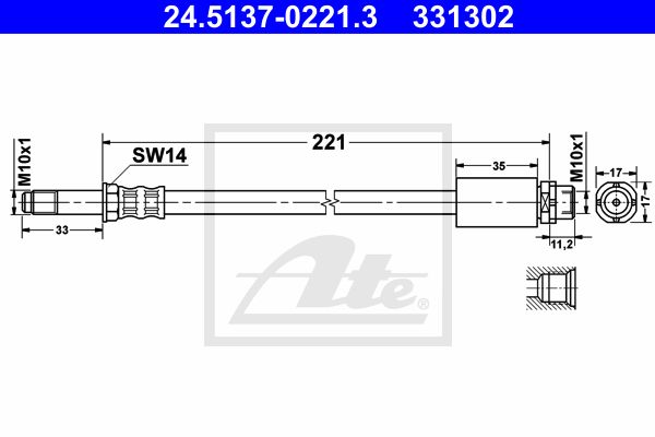 ATE stabdžių žarnelė 24.5137-0221.3