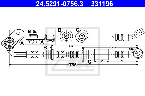 ATE stabdžių žarnelė 24.5291-0756.3