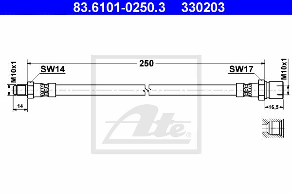 ATE stabdžių žarnelė 83.6101-0250.3