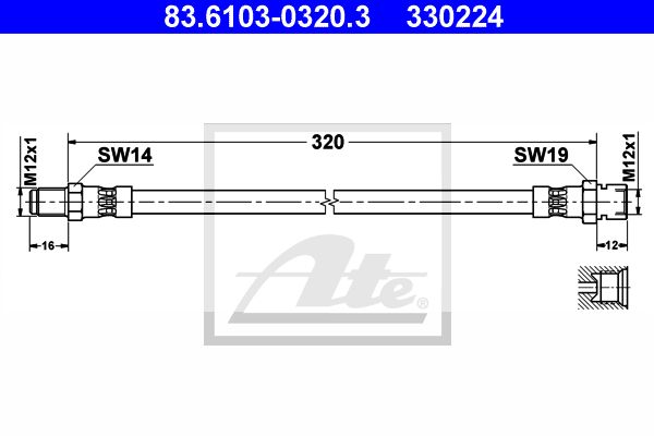 ATE stabdžių žarnelė 83.6103-0320.3