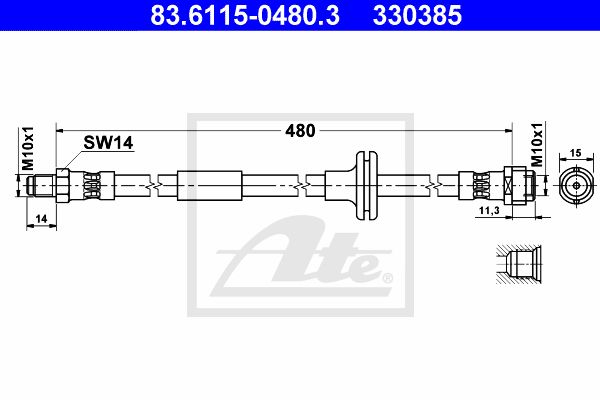 ATE Тормозной шланг 83.6115-0480.3