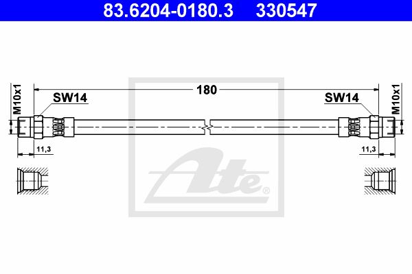 ATE stabdžių žarnelė 83.6204-0180.3