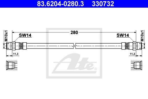 ATE Тормозной шланг 83.6204-0280.3