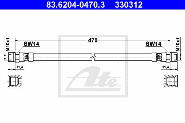 ATE stabdžių žarnelė 83.6204-0470.3