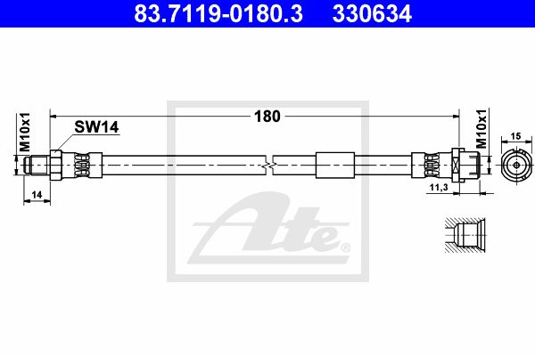 ATE Тормозной шланг 83.7119-0180.3