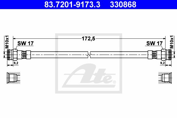 ATE Тормозной шланг 83.7201-9173.3