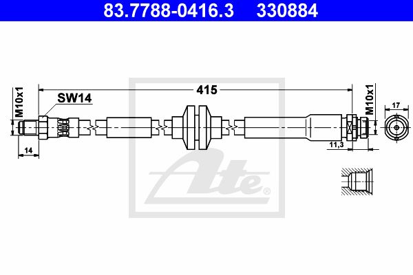 ATE stabdžių žarnelė 83.7788-0416.3