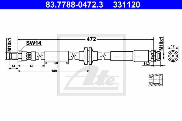 ATE Тормозной шланг 83.7788-0472.3