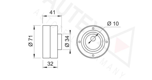 AUTEX Натяжной ролик, ремень ГРМ 641413