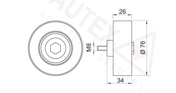 AUTEX kreipiantysis skriemulys, V formos rumbuotas dirža 641782