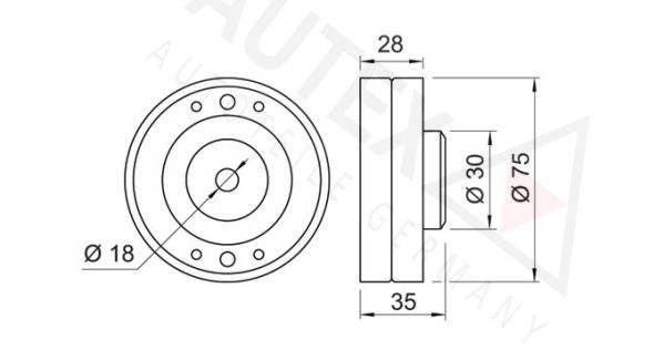 AUTEX kreipiantysis skriemulys, paskirstymo diržas 651109