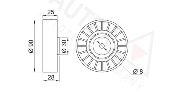 AUTEX kreipiantysis skriemulys, V formos rumbuotas dirža 651115