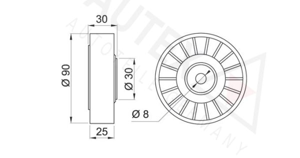 AUTEX kreipiantysis skriemulys, V formos rumbuotas dirža 651117