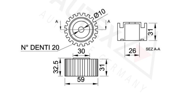 AUTEX kreipiantysis skriemulys, paskirstymo diržas 651295