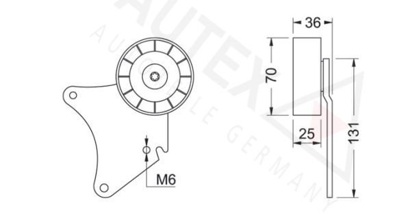 AUTEX kreipiantysis skriemulys, V formos rumbuotas dirža 651372