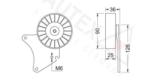 AUTEX kreipiantysis skriemulys, V formos rumbuotas dirža 651375