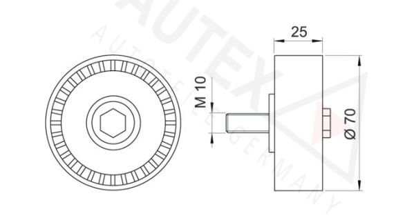 AUTEX kreipiantysis skriemulys, V formos rumbuotas dirža 651377