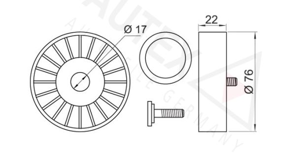 AUTEX kreipiantysis skriemulys, V formos rumbuotas dirža 651399