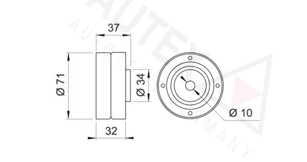 AUTEX kreipiantysis skriemulys, paskirstymo diržas 651416