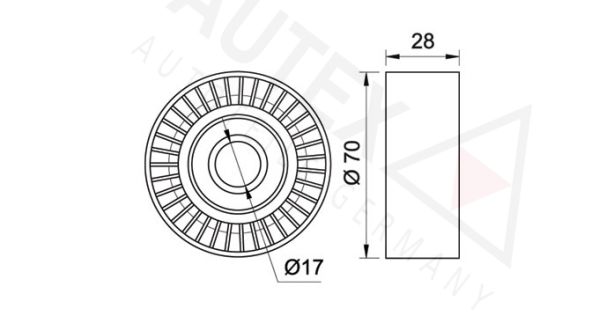 AUTEX kreipiantysis skriemulys, V formos rumbuotas dirža 651887