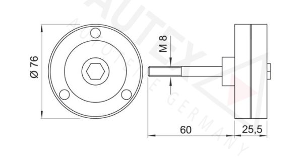 AUTEX kreipiantysis skriemulys, V formos rumbuotas dirža 651999