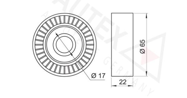 AUTEX kreipiantysis skriemulys, V formos rumbuotas dirža 652039