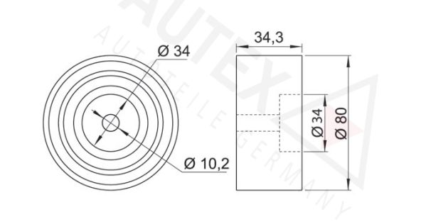 AUTEX kreipiantysis skriemulys, paskirstymo diržas 652054