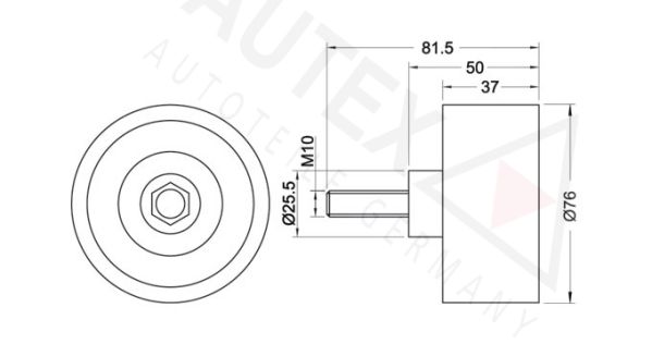 AUTEX kreipiantysis skriemulys, V formos rumbuotas dirža 652073