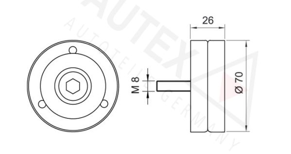 AUTEX kreipiantysis skriemulys, V formos rumbuotas dirža 654088