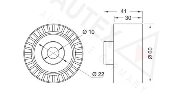 AUTEX kreipiantysis skriemulys, paskirstymo diržas 654089