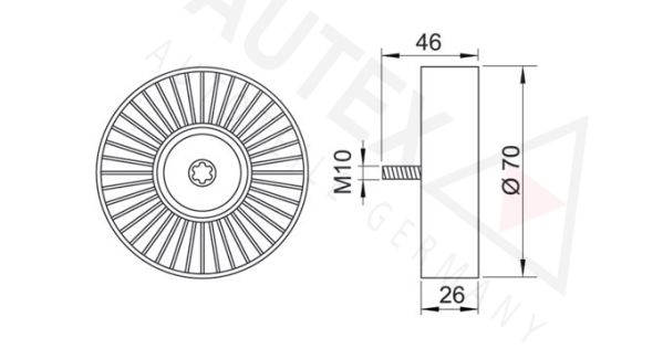 AUTEX kreipiantysis skriemulys, V formos rumbuotas dirža 654137