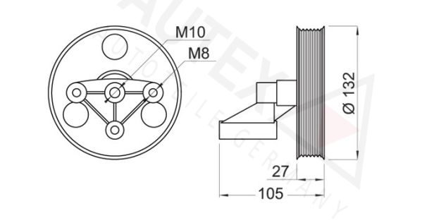 AUTEX kreipiantysis skriemulys, V formos rumbuotas dirža 654249