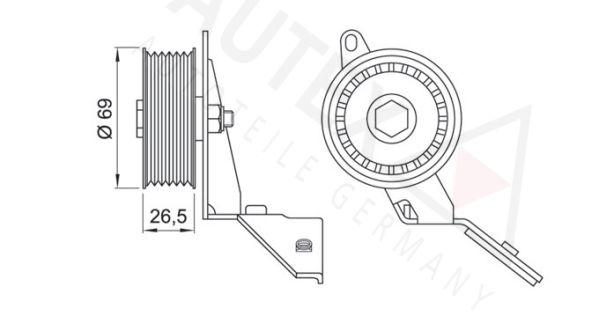 AUTEX kreipiantysis skriemulys, V formos rumbuotas dirža 654469