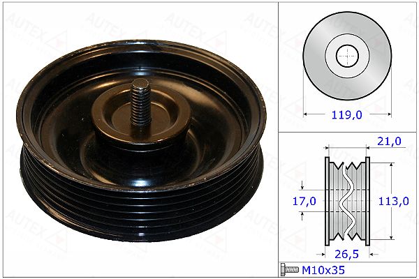 AUTEX kreipiantysis skriemulys, V formos rumbuotas dirža 654889