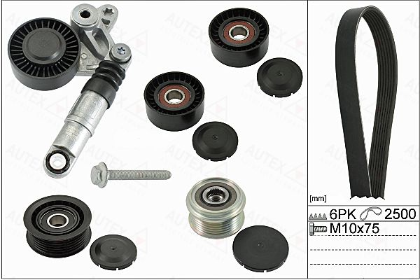 AUTEX V formos rumbuotas diržas, komplektas 702881