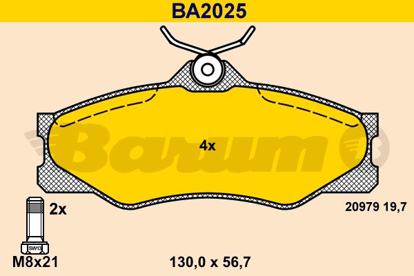 BARUM Комплект тормозных колодок, дисковый тормоз BA2025