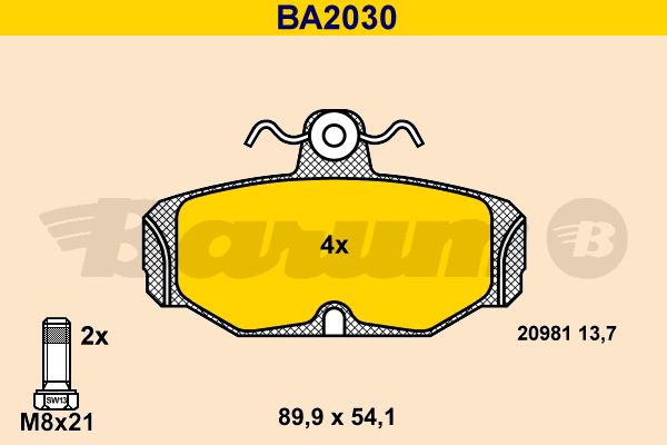 BARUM stabdžių trinkelių rinkinys, diskinis stabdys BA2030