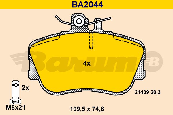 BARUM Комплект тормозных колодок, дисковый тормоз BA2044
