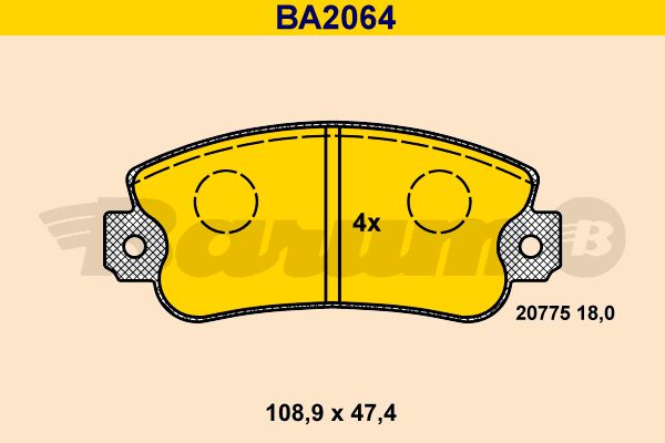 BARUM stabdžių trinkelių rinkinys, diskinis stabdys BA2064