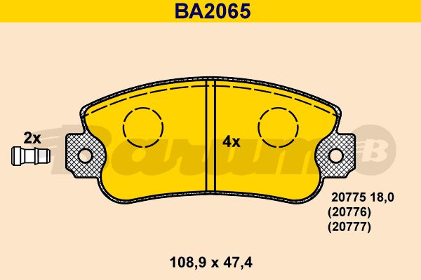 BARUM stabdžių trinkelių rinkinys, diskinis stabdys BA2065