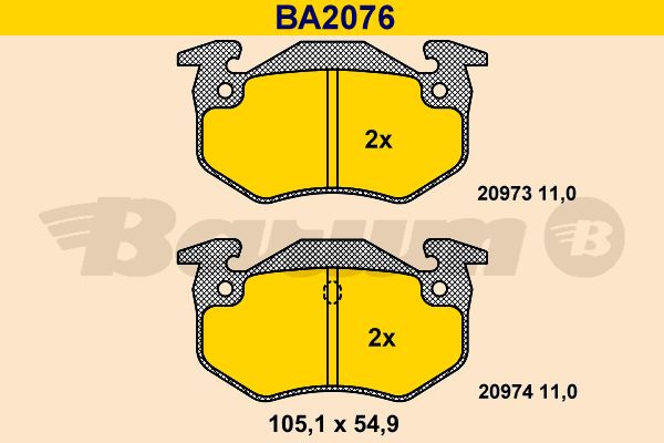 BARUM Комплект тормозных колодок, дисковый тормоз BA2076
