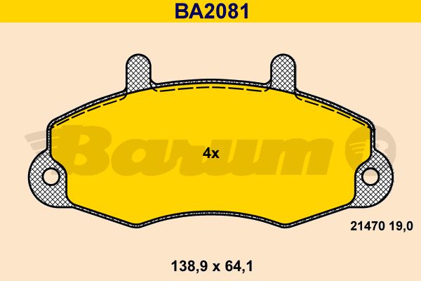 BARUM stabdžių trinkelių rinkinys, diskinis stabdys BA2081
