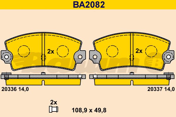 BARUM stabdžių trinkelių rinkinys, diskinis stabdys BA2082