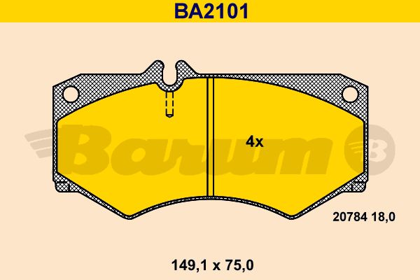 BARUM stabdžių trinkelių rinkinys, diskinis stabdys BA2101