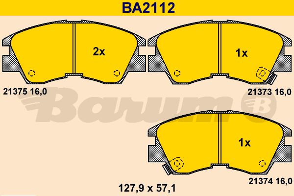 BARUM Комплект тормозных колодок, дисковый тормоз BA2112