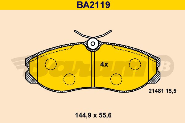 BARUM stabdžių trinkelių rinkinys, diskinis stabdys BA2119