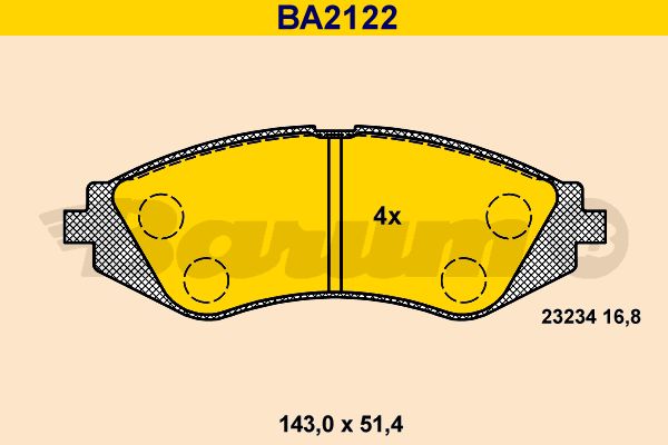 BARUM Комплект тормозных колодок, дисковый тормоз BA2122