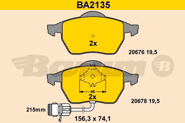 BARUM Комплект тормозных колодок, дисковый тормоз BA2135